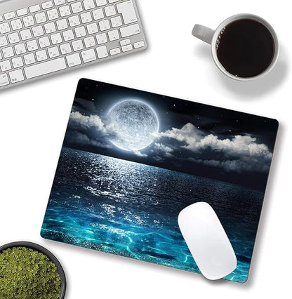 Mouse Pad, Ocean and Moon Mouse Pad, Square Waterproof Mouse Pad Non-Slip - Image 4