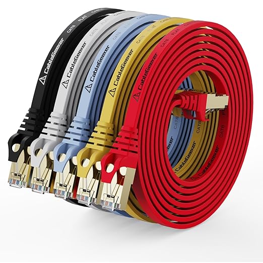 CableGeeker Cat 8 Ethernet Cable 7FT 5 Pack Multi Color, 40Gbps 2000Mhz High by CableGeeker