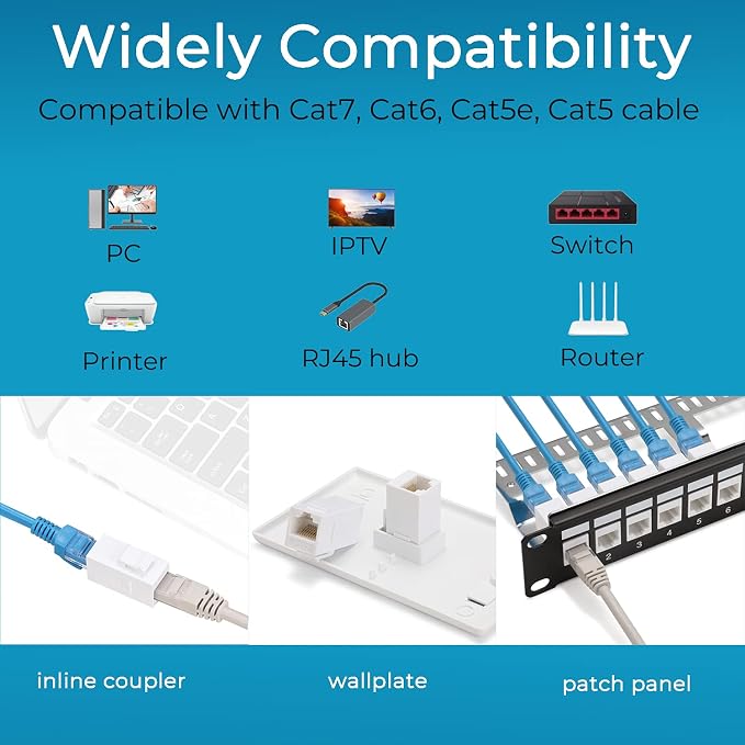 Rapink RJ45 Coupler Inline Adapter Keystone, Female to Female Network Connector - Image 6