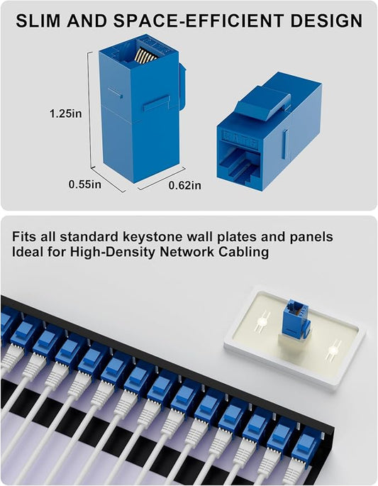 RJ45 Coupler Cat6 Keystone Jack 100-Pack, Female to Female UTP Inline Ethernet - Image 2