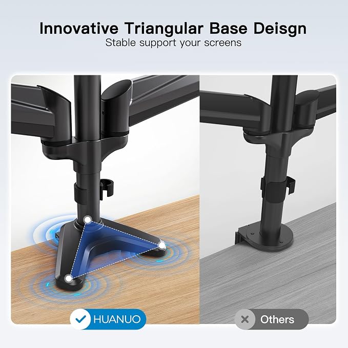 HUANUO Triple Monitor Mount for 17 to 32 inch Screens, Gas Springs Adjustment - Image 5