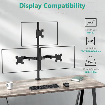 WALI Triple Monitor Mount for 13-27 inch Computer Screens, 3 Monitor Desk Mount - Image 3
