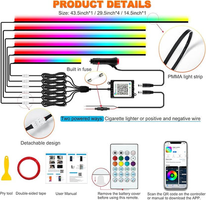 Jushope Interior Car LED Strip Lights, Acrylic LED Lights - Image 6