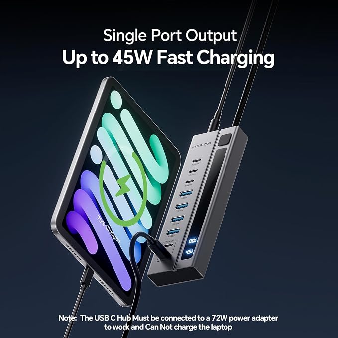 Powered USB C Hub, PULWTOP 11-in-1 Power Hub - Image 4