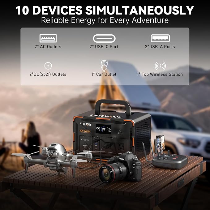 600W Portable Power Station EM600, 599.4Wh 162000mAh Solar Generator - Image 4