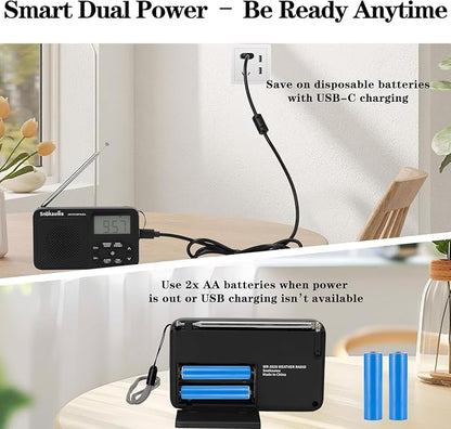 AM FM Radio, Portable Emergency Weather NOAA Radio, Small Digital Radio - Image 7