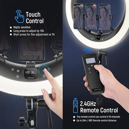 NEEWER 19 inch Ring Light with Stand, 3 Phone Holders and Mini Ball Head - Image 5