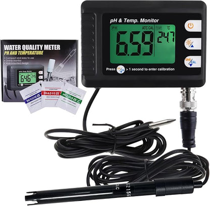 2 in 1 Temperature pH Monitor Meter Tester Sensor test Kit 0~14.0 pH Automatic by TEKCOPLUS