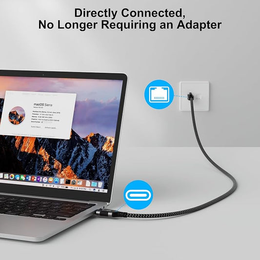 USB C to Ethernet Cable 50FT, Type C to RJ45 Cord, Gigabit Directly Connected - Image 2