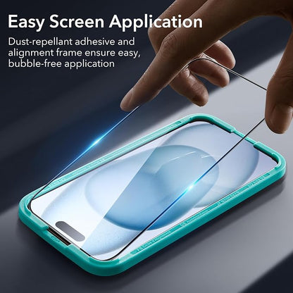 ESR 3+1 Pack for iPhone 15 Screen Protector, 3 Tempered-Glass Screen Protector - Image 4