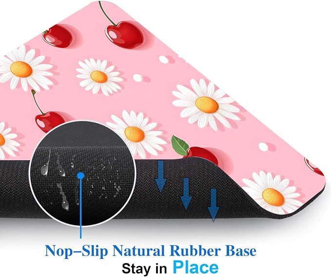 Pink Daisy Cherry Mouse Pads for Desk, Portable Wireless Computer Mouse pad - Image 4
