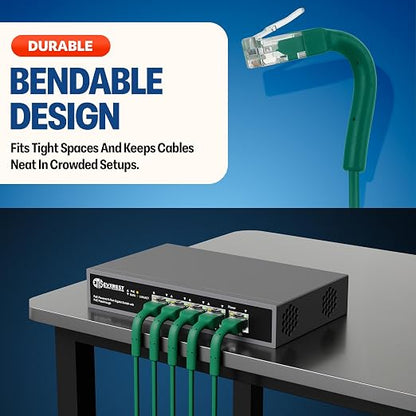 Everest Ultra Slim Cat6a Ethernet Patch Cables 1ft Green - Image 2