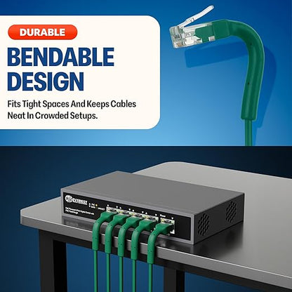 Everest Ultra Slim Cat6a Ethernet Patch Cables 1ft Green - Image 2