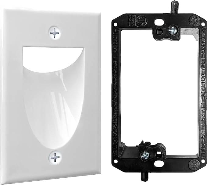 BestMounts - 1 Pack In Wall Cable Management Kit - Recessed Wall Plate Cable by BestMounts