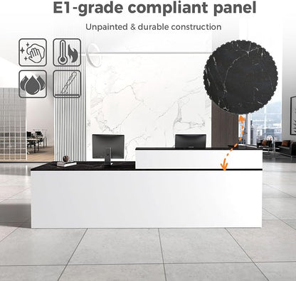 Reception Desk with Counter, Modern Front Desk Reception Counter with Keyboard - Image 3