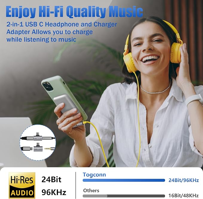 USB C to 3.5mm Aux Headphone and Charger Adapter Splitter, 2 in 1 USB Type C - Image 4