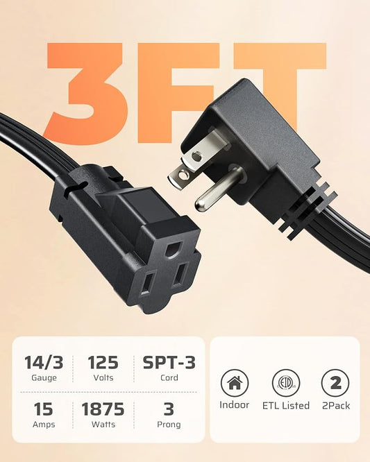 DEWENWILS Heavy Duty 3FT Extension Cord - Image 2