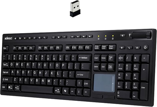 ADESSO Wireless Keyboard with Touchpad 104 Key Full Size USB Dongle Receiver by ADESSO