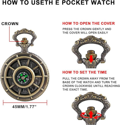 Men's Pocket Watch, Arabic Digital Dial Pocket Watches - Image 7
