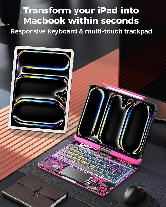 SIBEITU Keyboard Case for iPad Pro 11 Inch, 360 Rotatable iPad Pro 11 Clear - Image 6