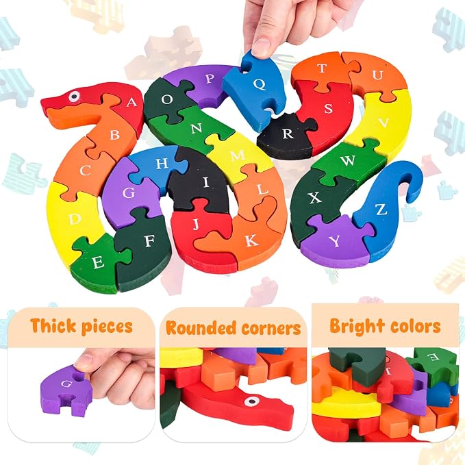 LovesTown Montessori Wooden Alphabet Puzzle - Image 5
