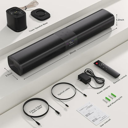 Sound Bar for Smart TV, 2 in 1 Detachable Home Audio Soundbar Speaker, 20” - Image 6