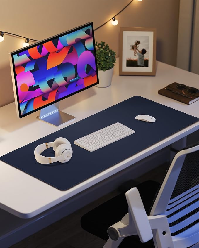 Leather Desk Pad Protector, Mouse Pad, Office Mat, Non-Slip PU Leather Blotter - Image 6