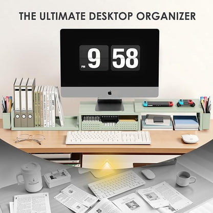 OPNICE Desk Organizers and Accessories, Dual Monitor Stand Riser - Image 6