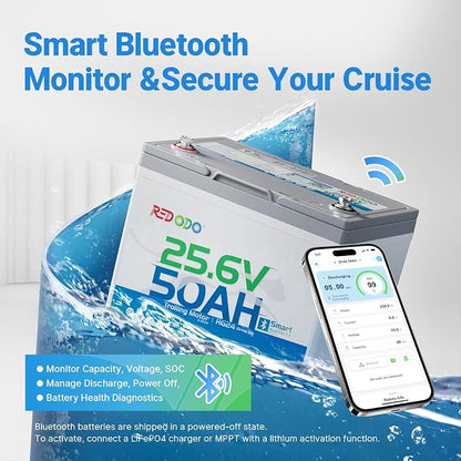 Redodo Bluetooth 24V 50Ah TM Low-Temp LiFePO4 Battery, Smart Lithium Battery - Image 4