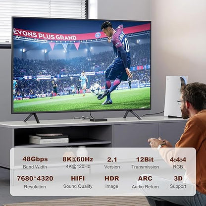 Fiber Optic HDMI 2.1 Cable – Ultra High Speed 48Gbps, Supports 8K@60Hz /4K/120Hz - Image 2