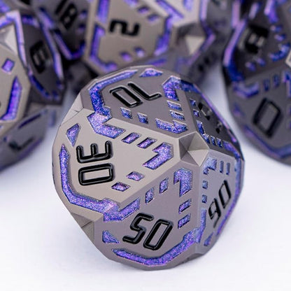 Metal DND Sci-fi Dice Set 7PCS Stripe Polyhedral Dice - Image 5