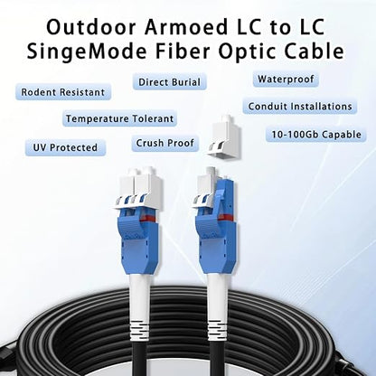 15M/49FT LC to LC Armored Outdoor Fiber Optic Cable, Single Mode Duplex 9/125μm - Image 9