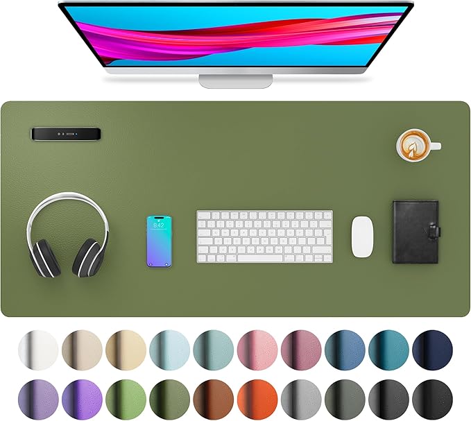Aothia Leather Desk Pad Protector, Mouse Pad, Office Desk Mat, Non-Slip PU by Aothia