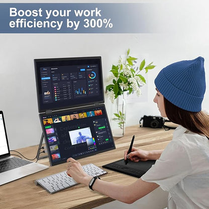 InnoView 15.6" Dual Portable Monitor 1920x1080P FHD 315°Adjustable Dual Stacked - Image 5