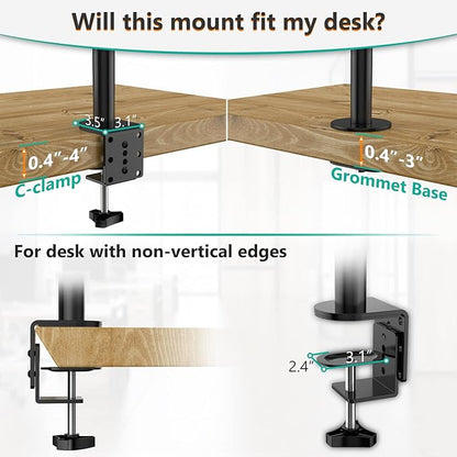 WALI Quad Monitor Desk Mount, 4 Monitor Stand Fits Heavy Duty Computer Screen - Image 7