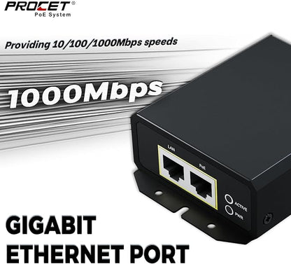 PROCET Gigabit PoE++ Injector 90W, IEEE802.3 af/at/bt Compliant 10/100/1000Mbps - Image 7