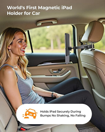 KU XIU Magnetic iPad Holder for Car Headrest, Backseat Tablet Car Mount for - Image 6