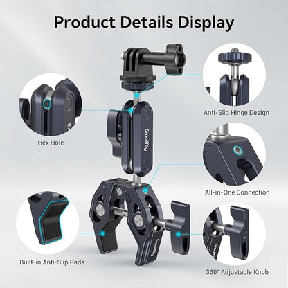 SMALLRIG Camera Mount Clamp, Ballhead Magic Arm and Adapter - Image 4