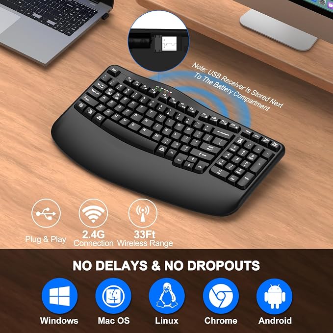 EDJO Ergonomic Wireless Keyboard - Image 4