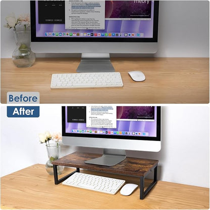 ARCOBIS 20 Inch Monitor Riser, Wood & Metal Computer Monitor Stand Riser - Image 4
