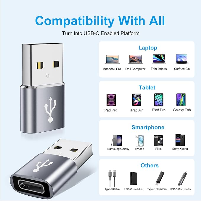 USB to USB C Adapter 10 Pack, USBC to USB Adapter, USBA to USBC Adapter - Image 5