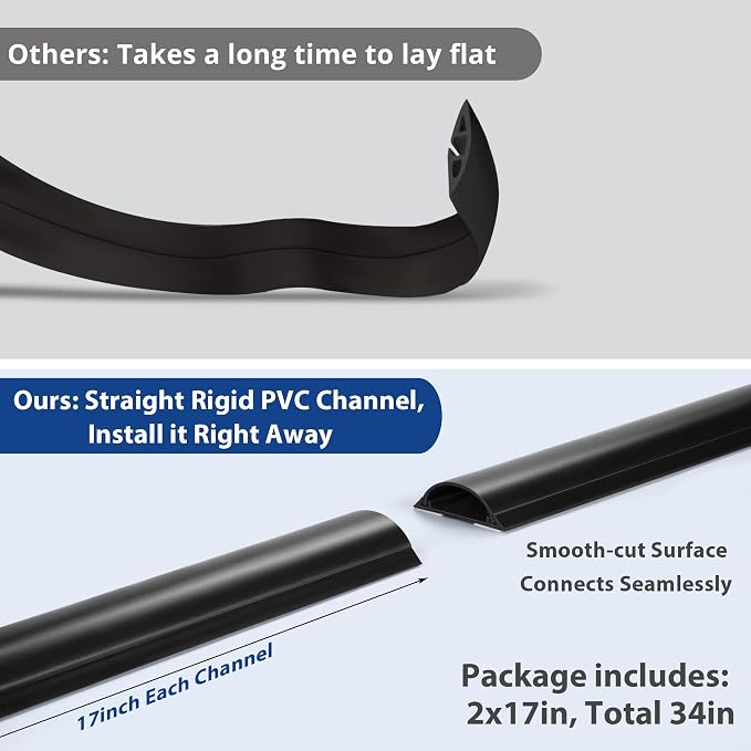 Cord Cover Floor 34in, Large Capacity Floor Cable Cover, Hard PVC Cord Hider - Image 3