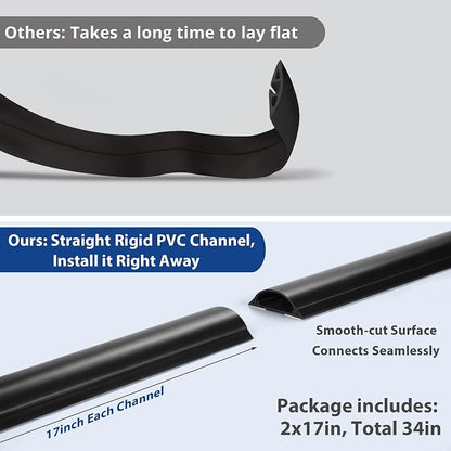 Cord Cover Floor 34in, Large Capacity Floor Cable Cover, Hard PVC Cord Hider - Image 3
