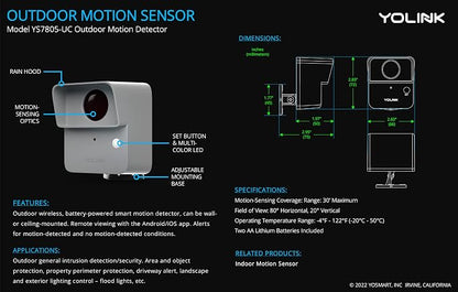 YoLink LoRa Smart Outdoor Motion Sensor, Driveway Alert, Property - Image 7