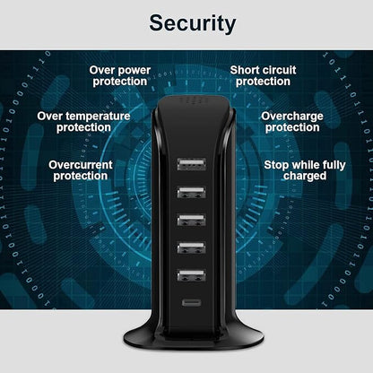 Charger Block 6 in 1 Upoy, 40W USB C Charger 3A, Charging Hub - Image 7