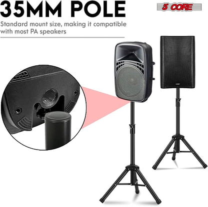 5Core Speaker Stand Tripod Floor Adjustable 24-36 Inch Short DJ Studio Monitor - Image 6