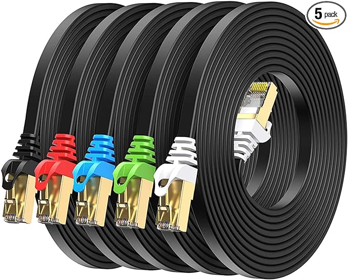 BUSOHE Cat8 Ethernet Cable 3FT 5 Pack Multi Color, Cat-8 Flat RJ45 Computer by BUSOHE