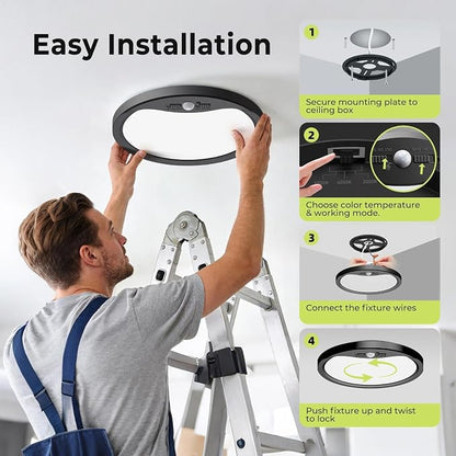 hepside 4 Pack Motion Sensor Ceiling Light Wired, 3000K/4000K/6500K LED Flush - Image 7