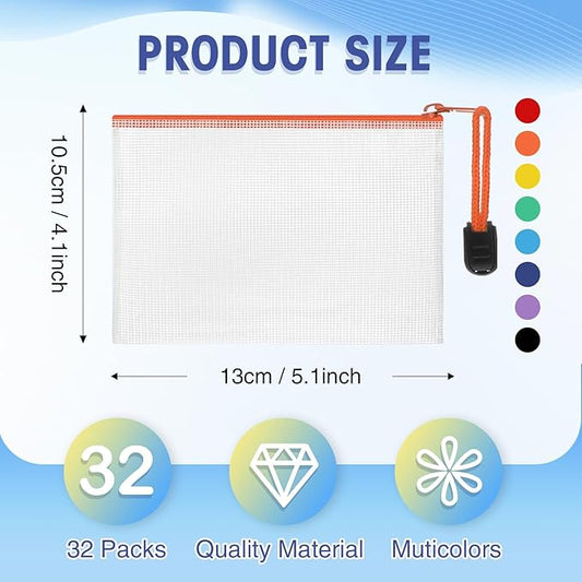 Jetec 32 Pcs Mesh Zipper Bags Toy Storage Bikini Organizer Bag Bolsas Para - Image 2