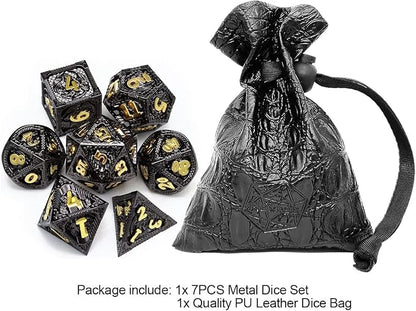 Haxtec Metal DND Dice Set Black Gold Metal D&D Dice - Image 2